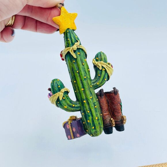 Cactus Tree Western Cowboy Themed Christmas Ornament Decoration Kurt Adler - Picture 6 of 6